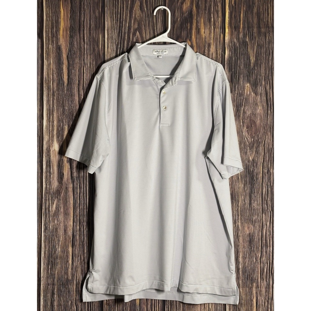 Peter Millar Summer Comfort Mens Golf Polo Shirt White/Blue Striped Size 2XL